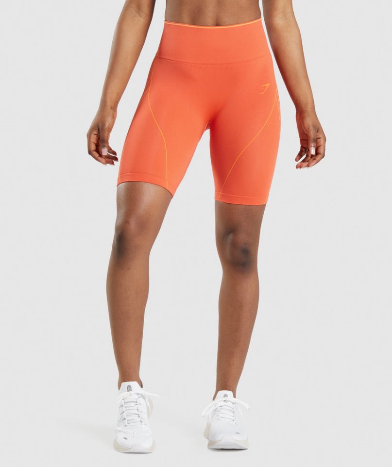 Women\'s Gymshark Apex Seamless High Rise Shorts Orange | CA 3D5076